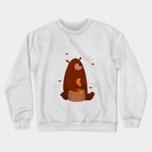 Cute bear eating honey Crewneck Sweatshirt